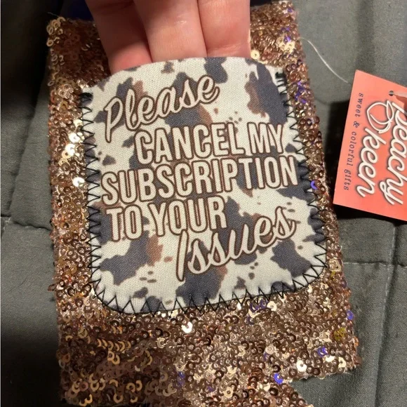 Glittery Gold Sequined Skinny Drink Sleeve - Picture 3 of 4